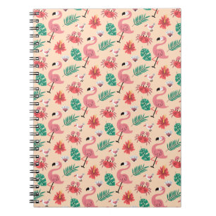 Cuaderno Flamenco Rosa Patrón Tropical de Verano
