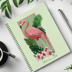 Cuaderno Flamenco Rosa Tropical Hojas de Palma Verde Lirio