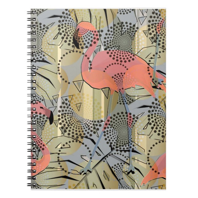 Cuaderno Flamencos en un fondo abstracto. (Frente)