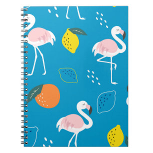 Cuaderno Flamencos, frutas tropicales abstractas, patatas d