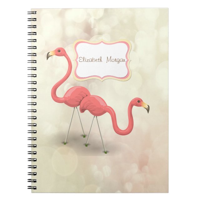 Cuaderno Flamencos Lindos, Bokeh - Personalizado (Frente)