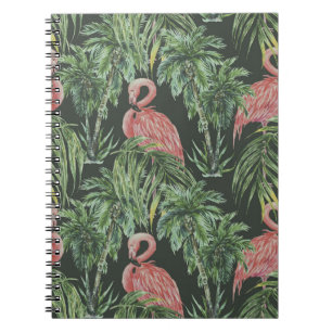 Cuaderno Flamencos rosados, patrón de cosecha tropical.