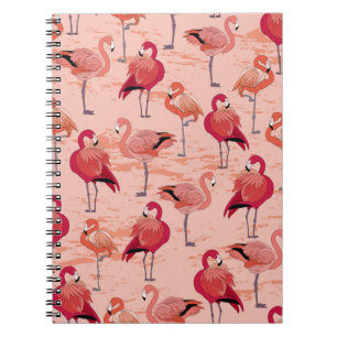 Cuaderno Flamencos rosados: Patrón tropical sin foco