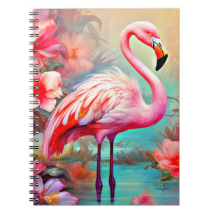 Cuaderno Flamencos rosas en un lago con flores-20231