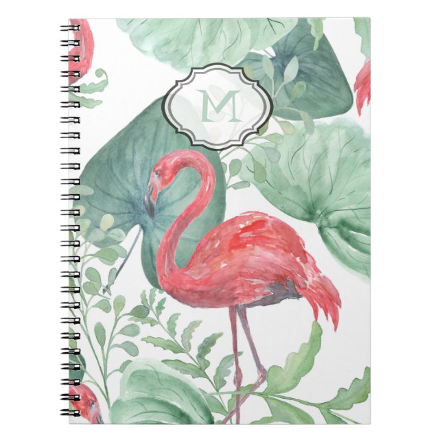 Cuaderno Flamencos y hojas rosadas. (Frente)