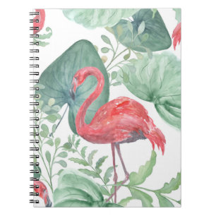 Cuaderno Flamencos y hojas rosadas.