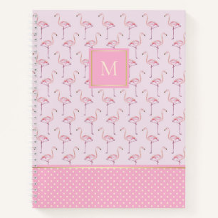 Cuaderno Flamencos y puntos rosados de moda con monograma
