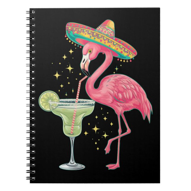 Cuaderno Flamingo Beber Margarita Gracioso Poncho Mexicano (Frente)