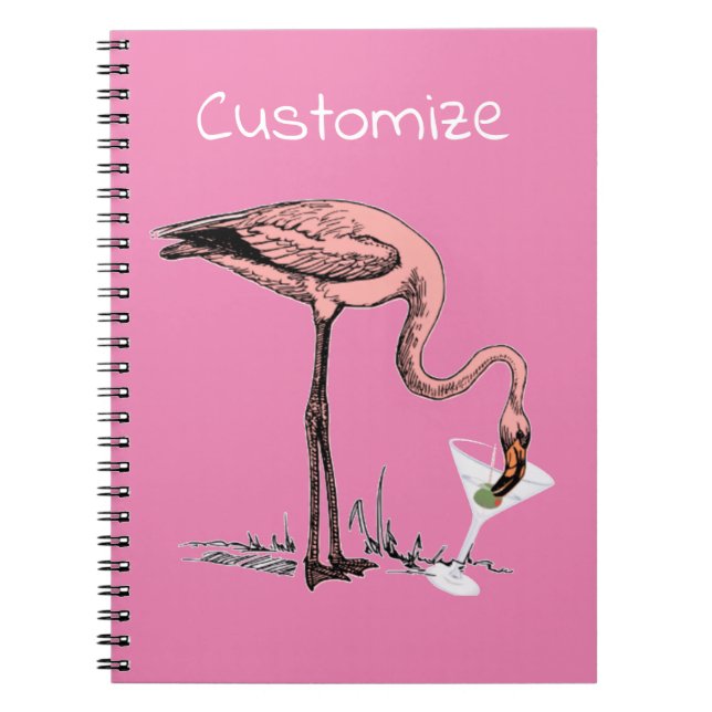 Cuaderno Flamingo Beber Martini Thunder_Cove (Frente)