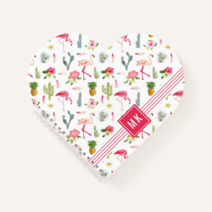 Cuaderno Flamingo Cactus Pineapple Hibiscus Pattern