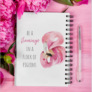 Cuaderno Flamingo De Color Rosa Exótico Moderno Con Cita