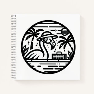 Cuaderno Flamingo Escuchando música - Tropical Chill Vibes