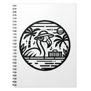 Cuaderno Flamingo Escuchando música - Tropical Chill Vibes
