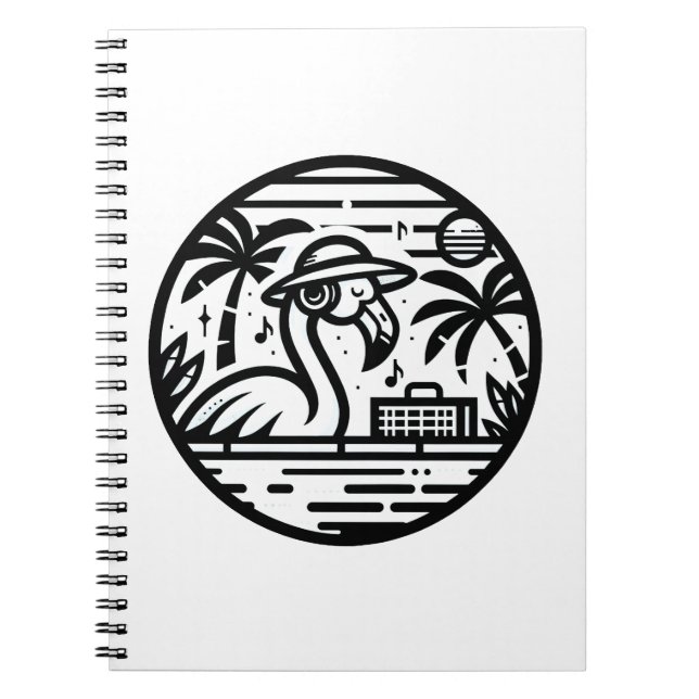 Cuaderno Flamingo Escuchando música - Tropical Chill Vibes (Frente)