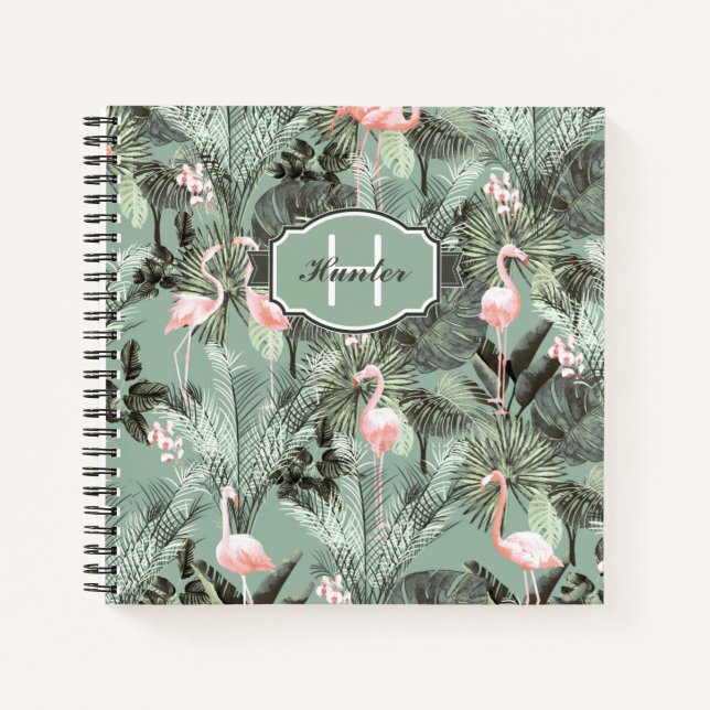 Cuaderno Flamingo Orquídea Patrón Tropical ID868 (Anverso)