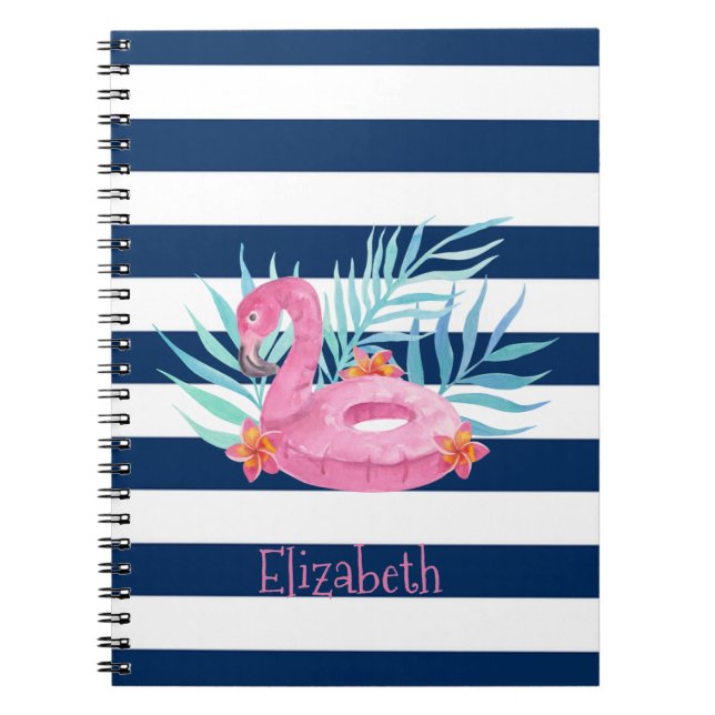 Cuaderno Flamingo Pool Float Navy Bandas Azules (Frente)