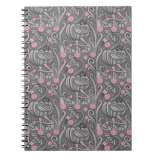 CUADERNO FLAMINGO ROJO DE HALLOWEEN Y GATO NEGRO EN PUMPKIN