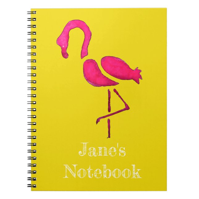 Cuaderno Flamingo rosa arte pop único (Frente)