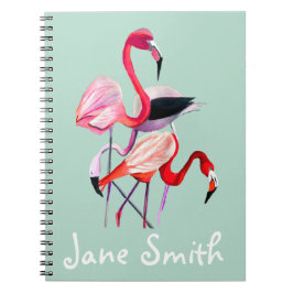 Cuaderno flamingo rosa bonito en azul