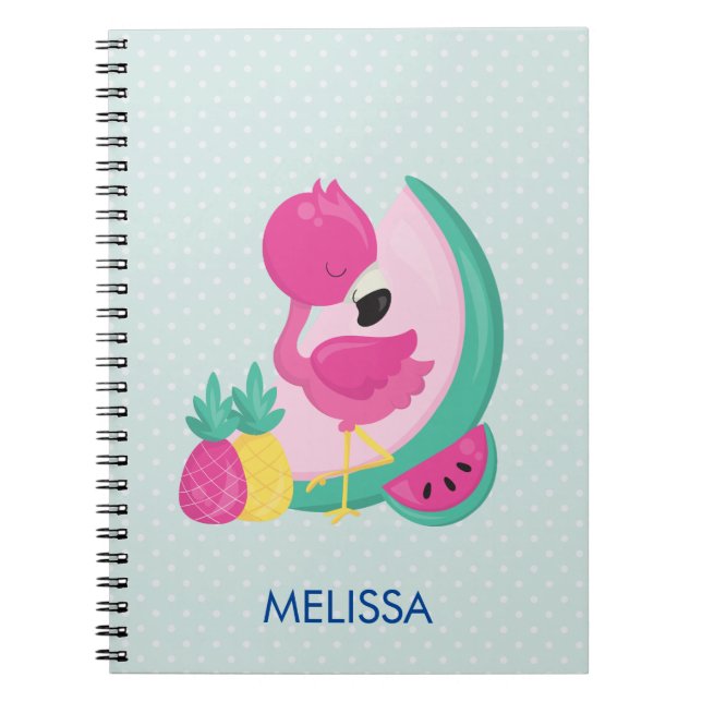 Cuaderno Flamingo rosa con sandía y piña (Frente)