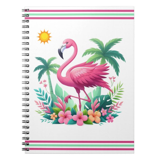 Cuaderno Flamingo rosa de Florida/Tropical (Frente)