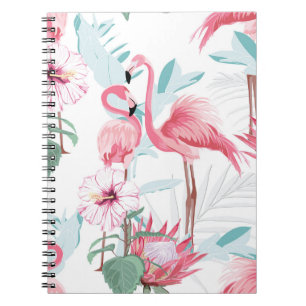 Cuaderno Flamingo Rosa: Flores Exóticas Sin Marea.