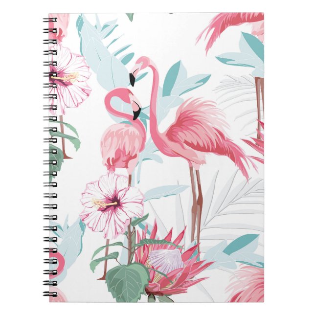 Cuaderno Flamingo Rosa: Flores Exóticas Sin Marea. (Frente)