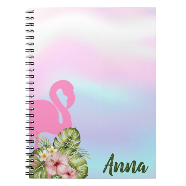 Cuaderno Flamingo rosa Hibiscus Holographic (Frente)