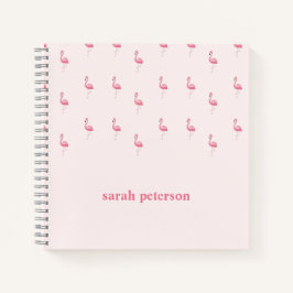 Cuaderno Flamingo rosa lindo nombre personalizado rosa