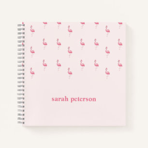 Cuaderno Flamingo rosa lindo nombre personalizado rosa