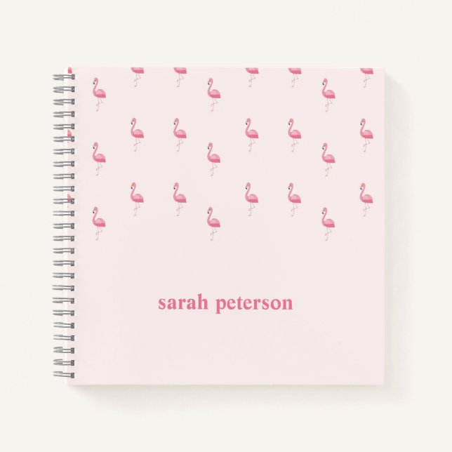 Cuaderno Flamingo rosa lindo nombre personalizado rosa (Anverso)