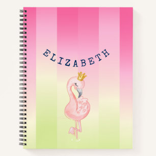 Cuaderno Flamingo rosa lindo Ombre rayado