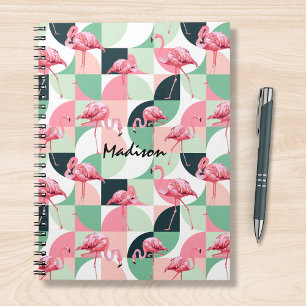 Cuaderno Flamingo rosa moderno Geométrico Giratorio Persona