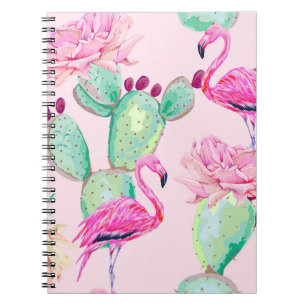 Cuaderno Flamingo rosa, pájaros exóticos, flores suaves, ro