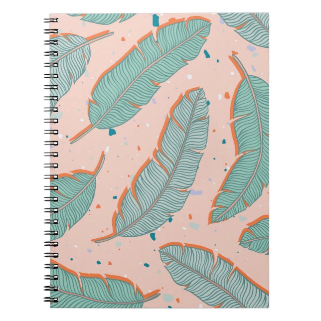 Cuaderno Flamingo rosa tropical, fondo vintage de verano. (Frente)