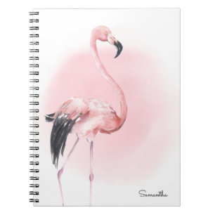 Cuaderno Flamingo rosado giratorio con nombre