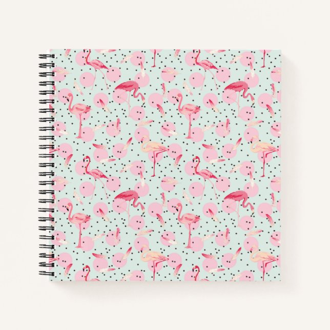 Cuaderno Flamingo Se Femeja Con Puntos De Polka (Anverso)