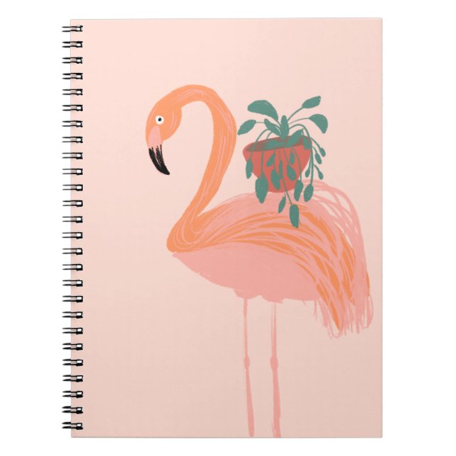 Cuaderno Flamingo tropical con mano de planta putrefacta di (Frente)