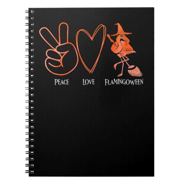 Cuaderno Flamingo Tropical Peace Love Flamingoween Naranja  (Frente)