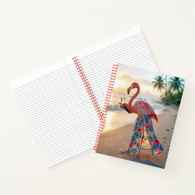 Cuaderno Flamingo With Champagne On a Beach (Interior)