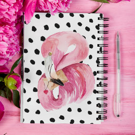 Cuaderno Flamingo y puntos de color rosa exótico moderno