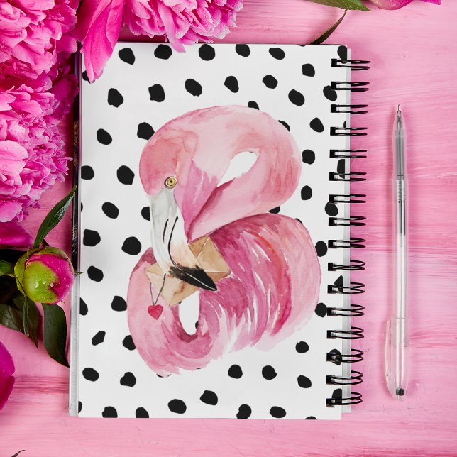 Cuaderno Flamingo y puntos de color rosa exótico moderno (Subido por el creador)