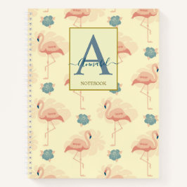 Cuaderno Flamingo y rosas de estilo Art Deco elegante