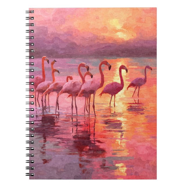 Cuaderno Flamingos Arte de reflexión sobre el agua del atar (Frente)