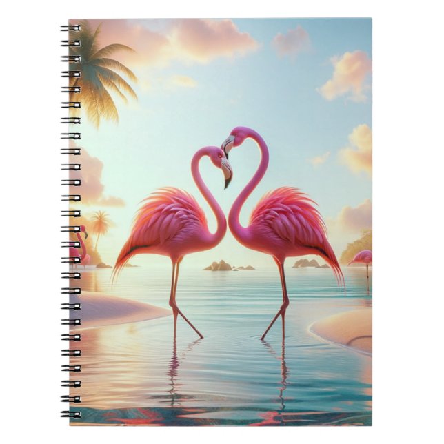 Cuaderno Flamingos in Love Tropical Beach (Frente)