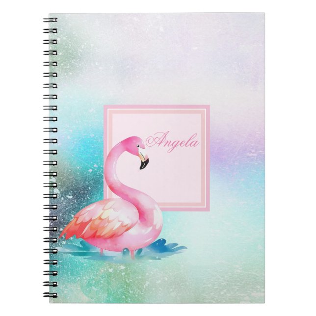 Cuaderno Flamingos modernos, alegres y con colores alegres (Frente)