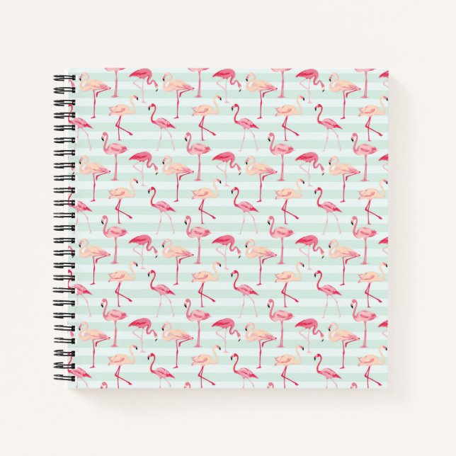 Cuaderno Flamingos Retro En Tiras De Mint (Anverso)