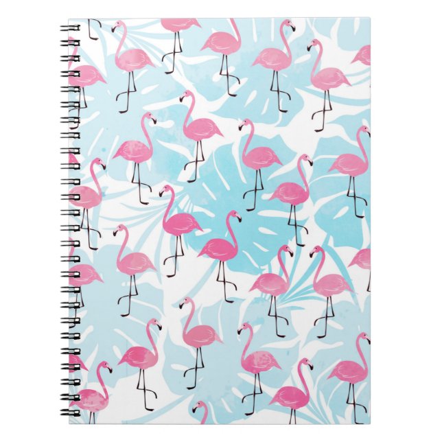 Cuaderno Flamingos y hojas de monstera gráciles (Frente)