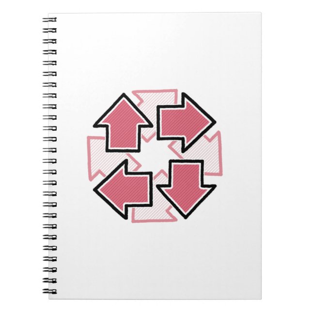 Cuaderno Flechas en sentido horario geométricas mínimas roj (Frente)