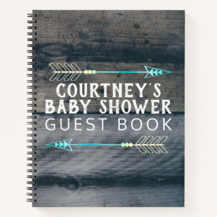 Cuaderno Flechas tribales Baby Shower Guest Book Rustic Woo